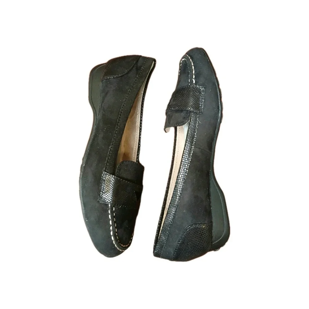 Womens Black Suede Sherpa Slip On‎ Loafers Driving Shoes Size 8 NEW #1171